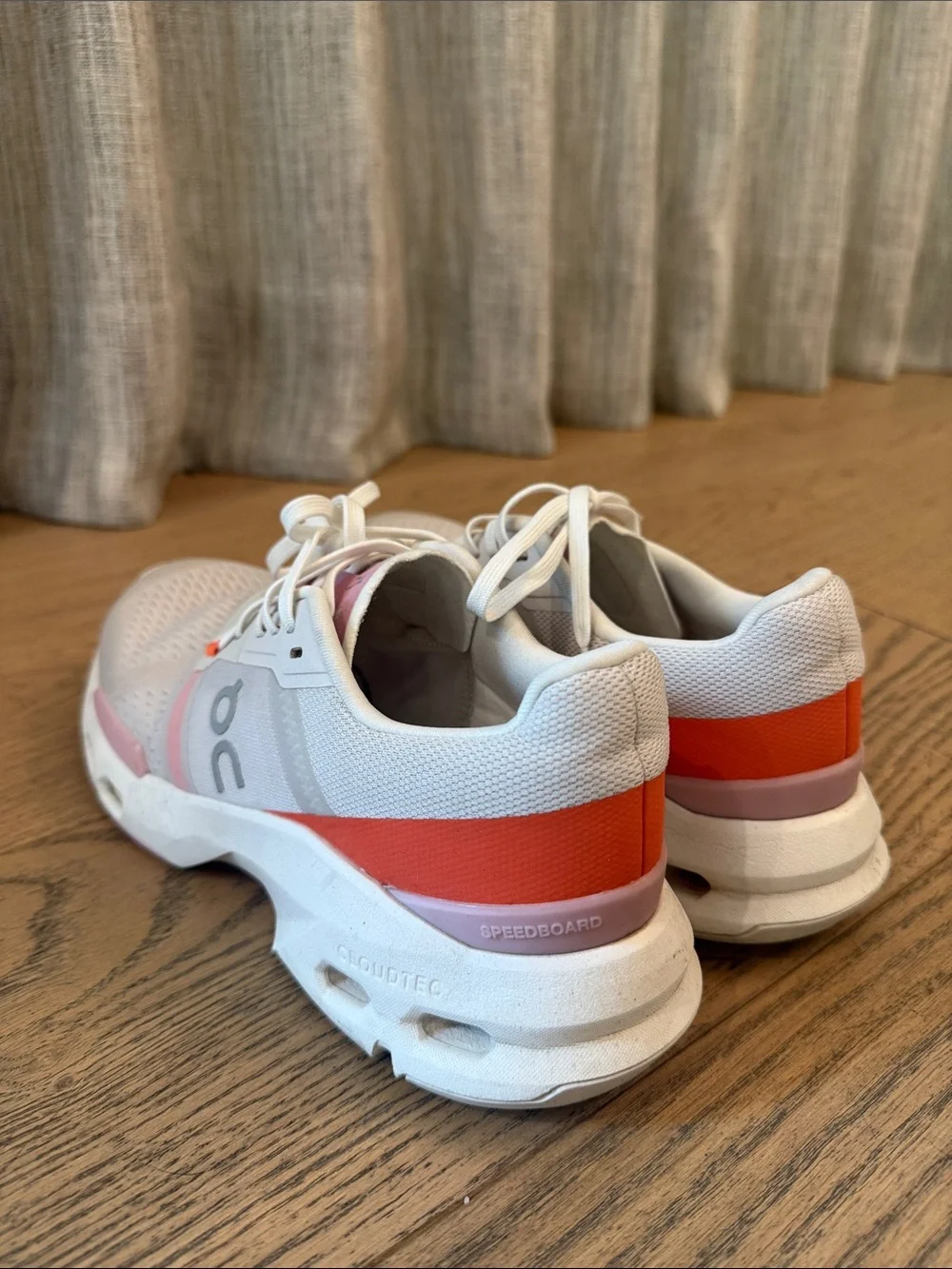 On Running Women’s Athletic Shoes - White with Pink & Orange Accents